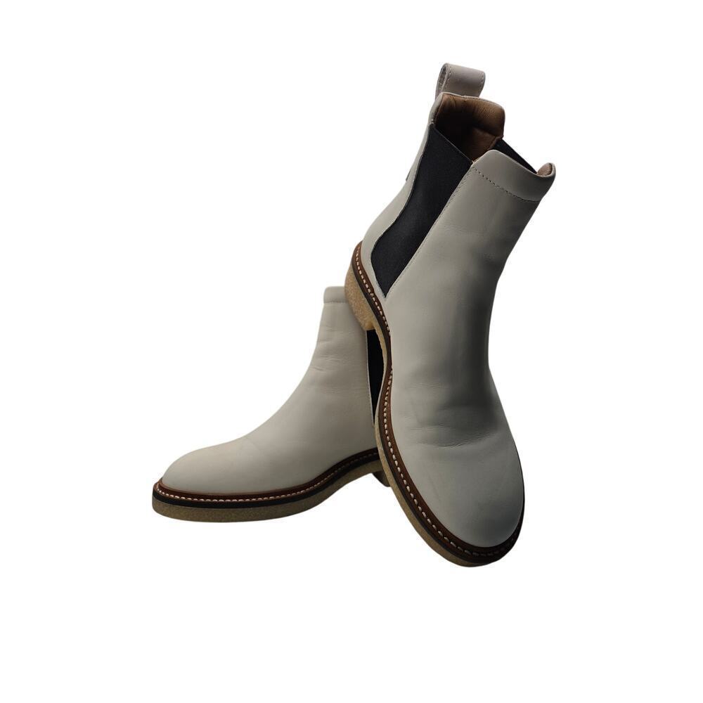 Everlane Ivory Leather Crepe Sole Ankle Booties Size 6 - Picture 5 of 10